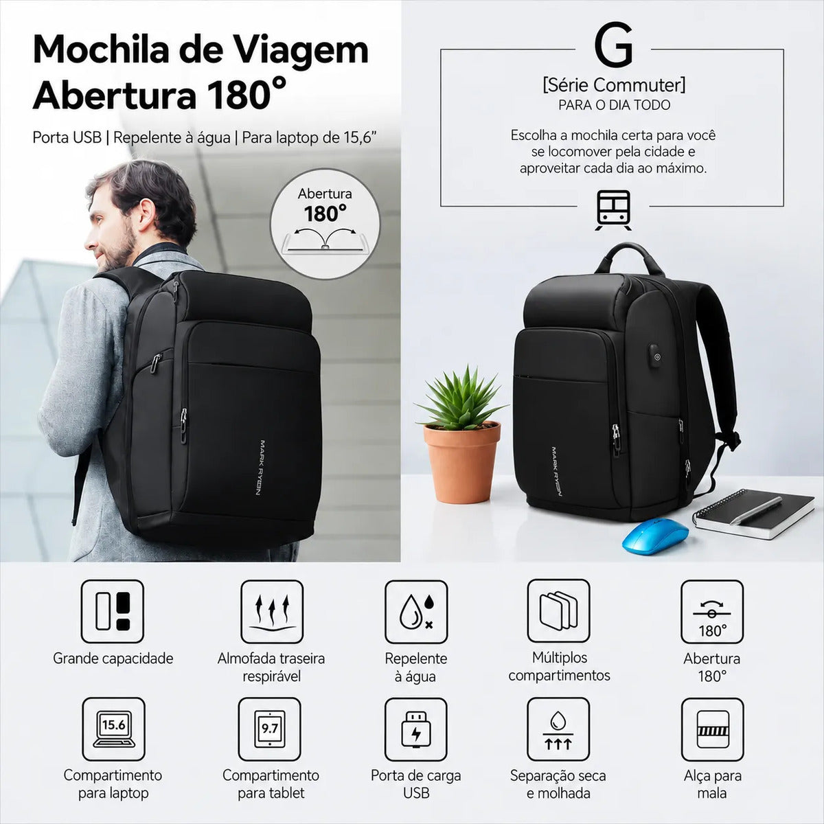 Mochila Mark Ryden MR7080X 35L Notebook 15,6"