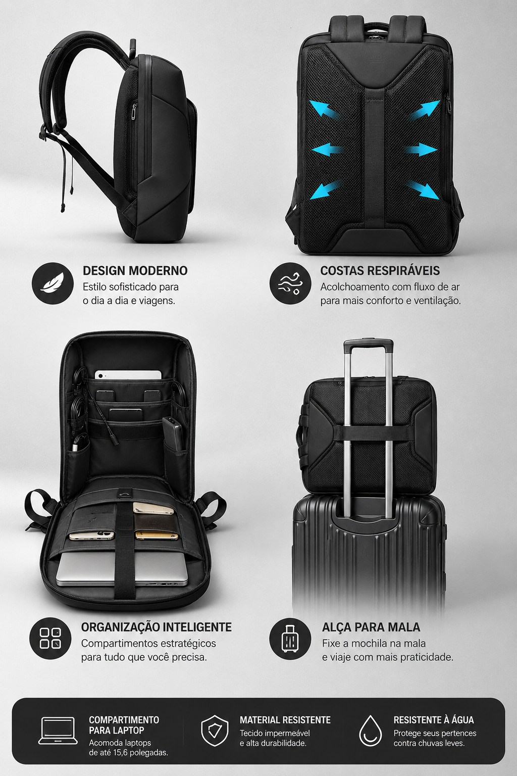 Mochila Executiva Slim Impermeável Katana - Seewell 2913