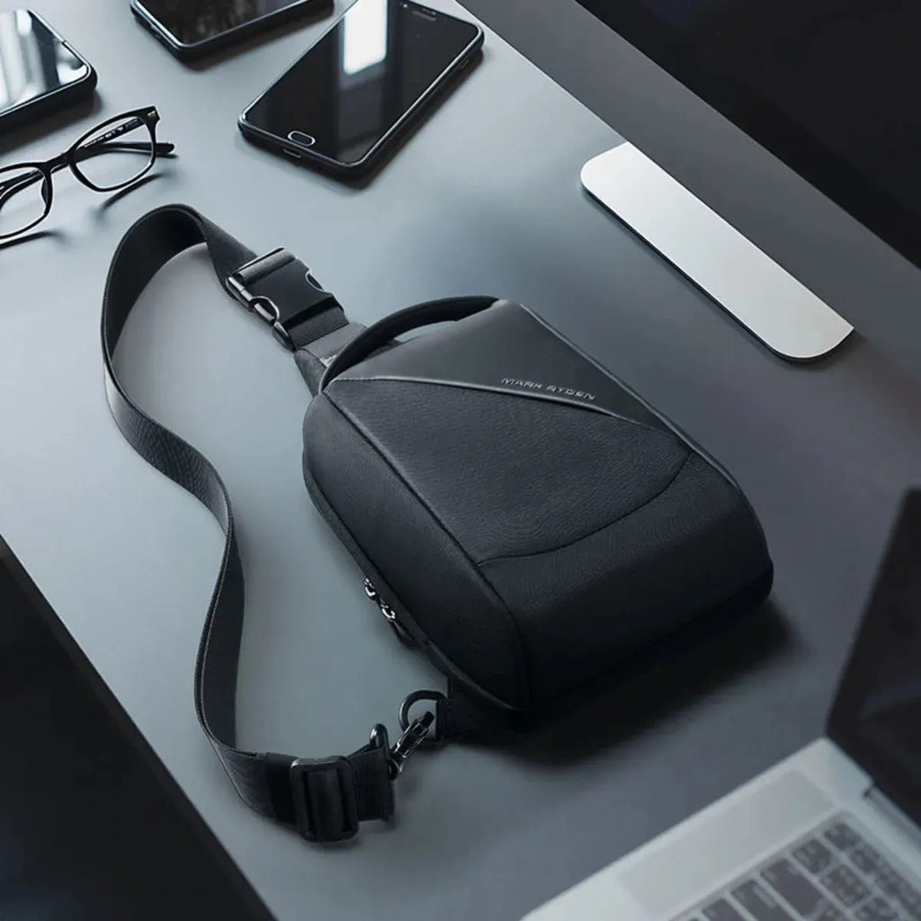 Pochete Transversal Mark Ryden ChargeSling MR127 USB RFID Preta