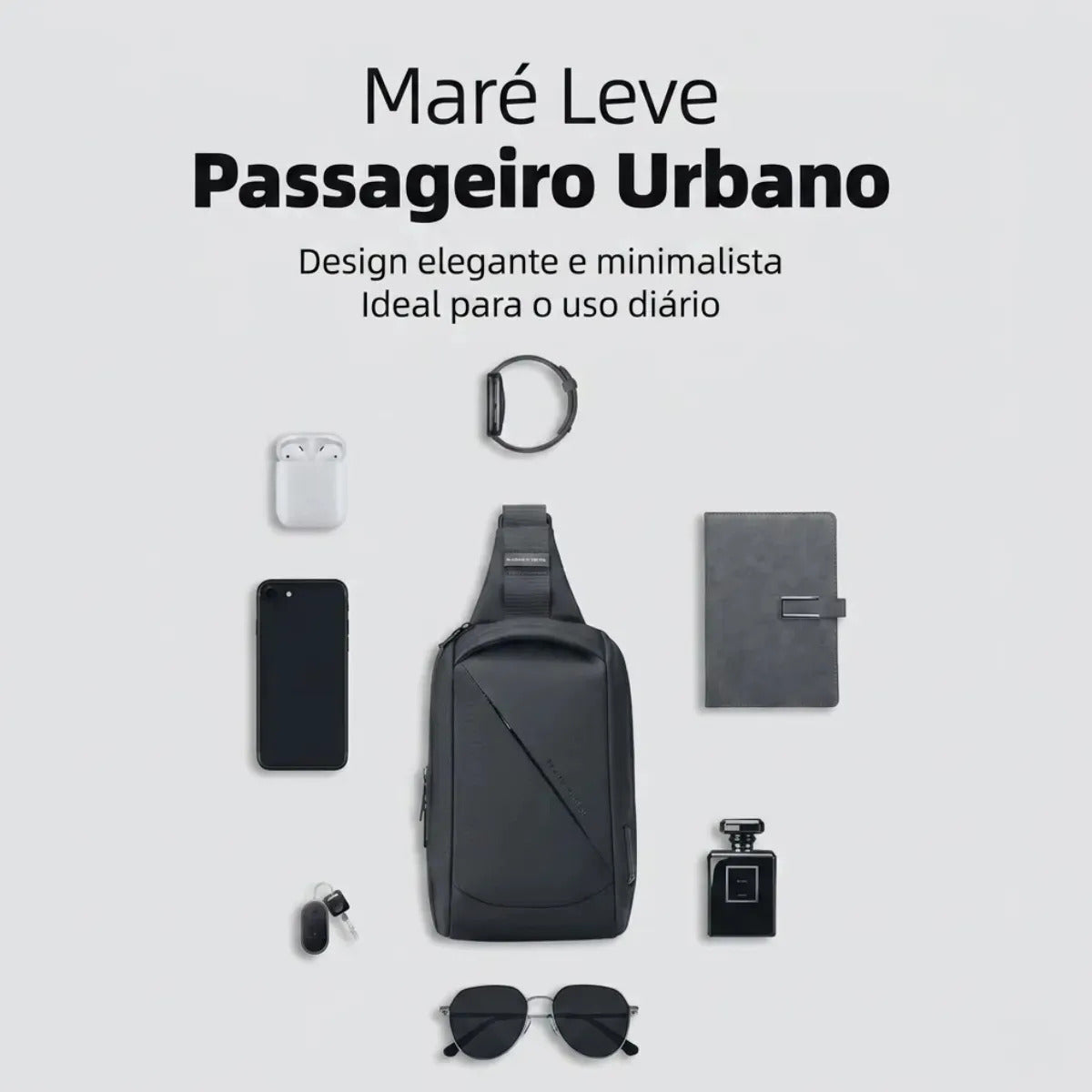 Pochete Transversal Mark Ryden ChargeSling MR127 USB RFID Preta