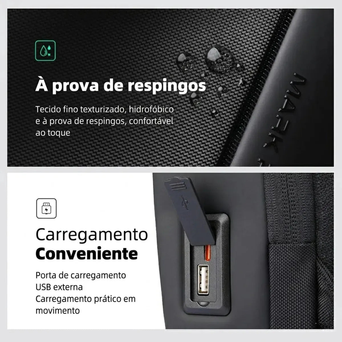 Pochete Transversal Mark Ryden ChargeSling MR127 USB RFID Preta