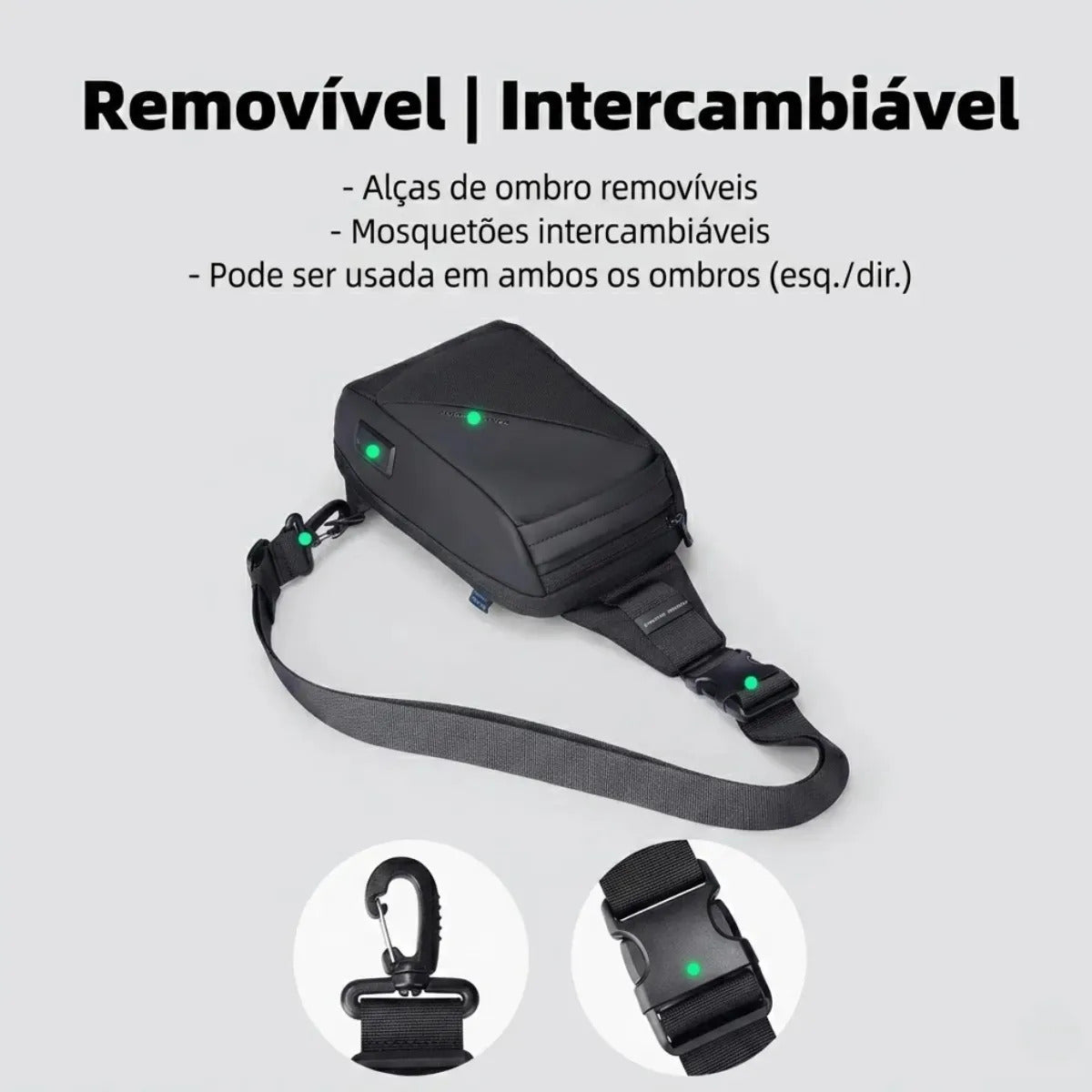 Pochete Transversal Mark Ryden ChargeSling MR127 USB RFID Preta