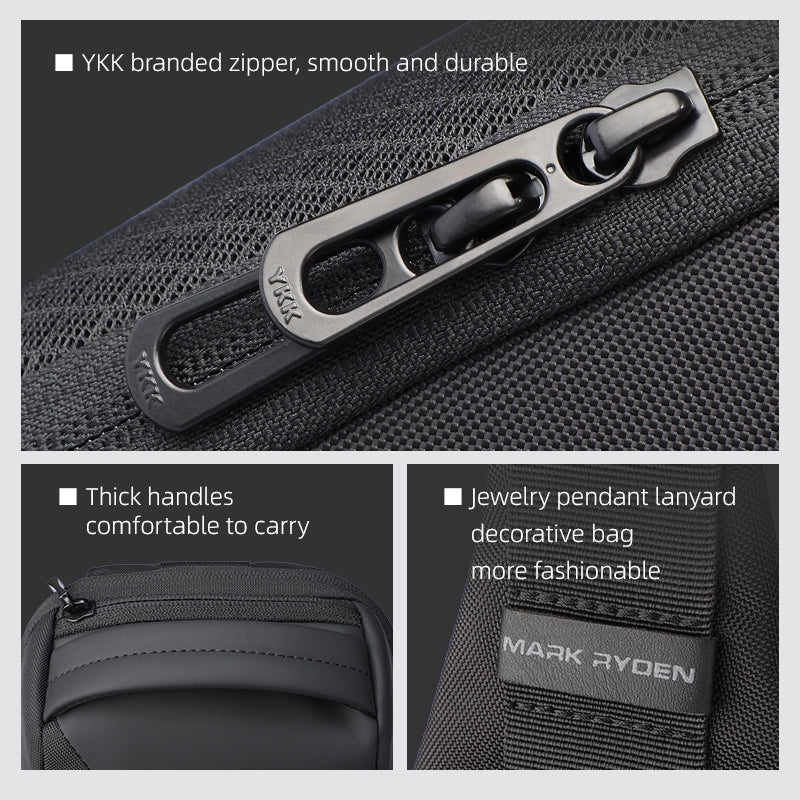 Pochete Transversal Mark Ryden ChargeSling MR127 USB RFID Preta