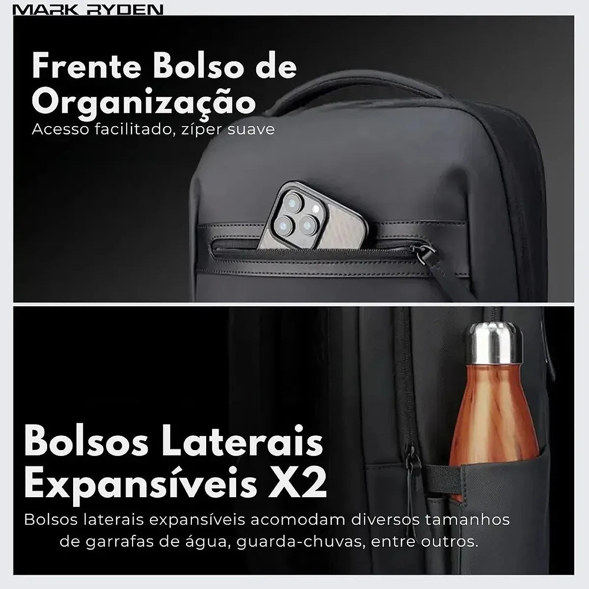 frente e bolsos laterais expansiveis - PT