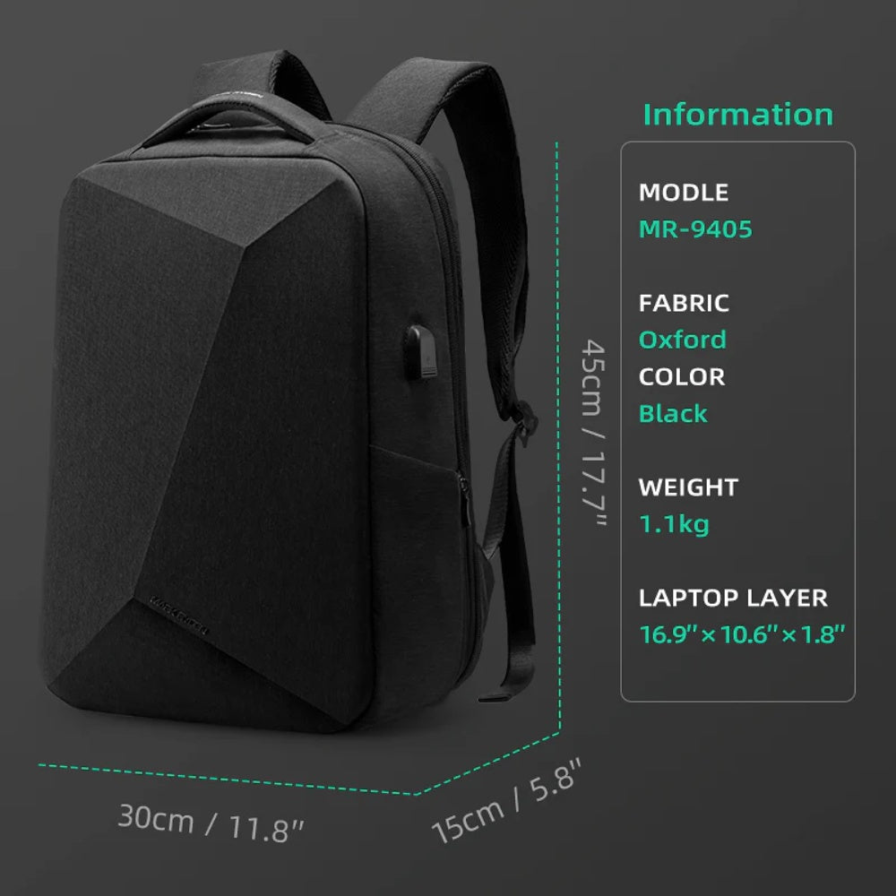 Mochila Mark Ryden Protector I MR9405 29L Antifurto USB Notebook 15,6" Preta