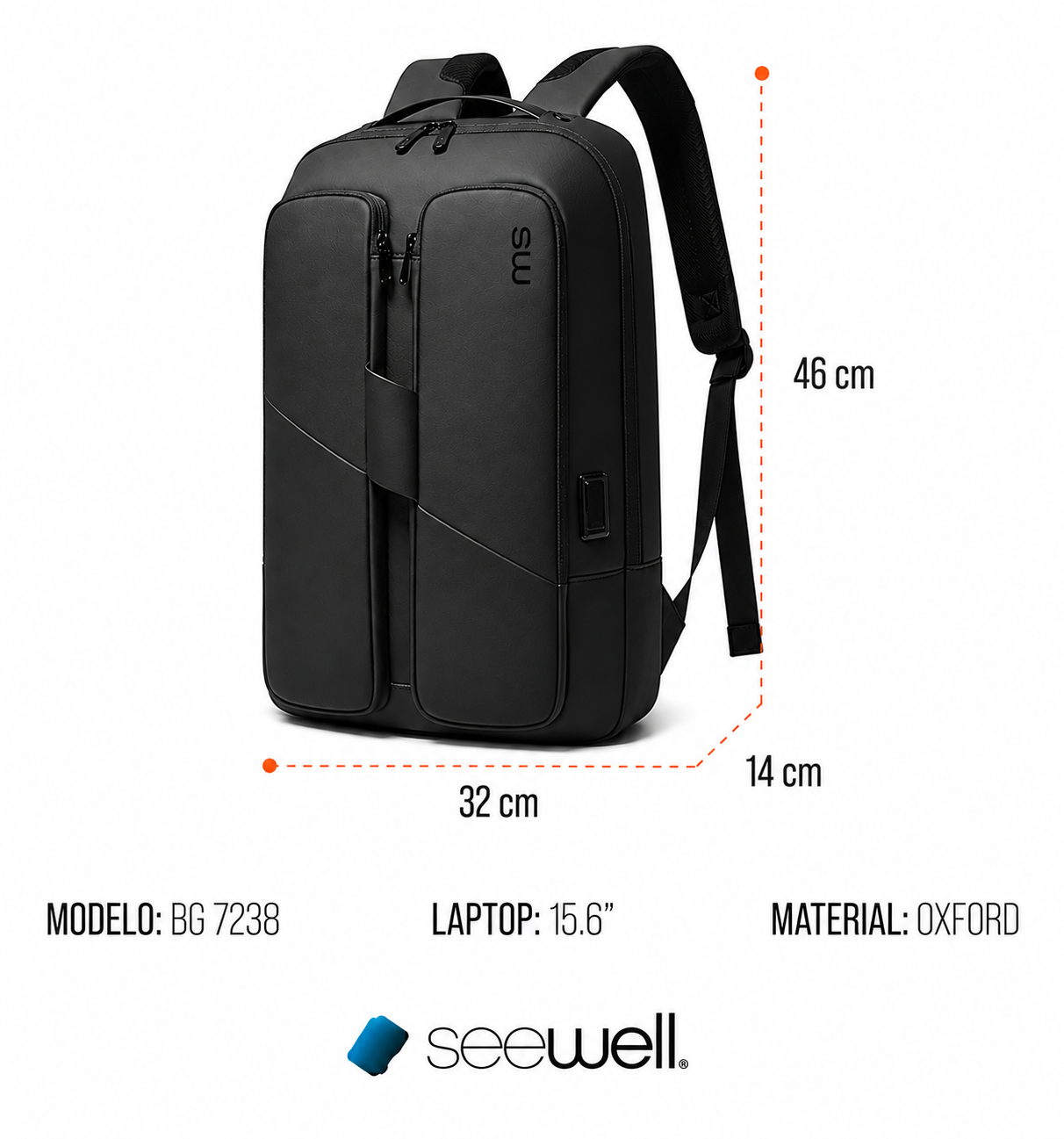Mochila Executiva Slim Impermeável Samurai - Seewell 7238