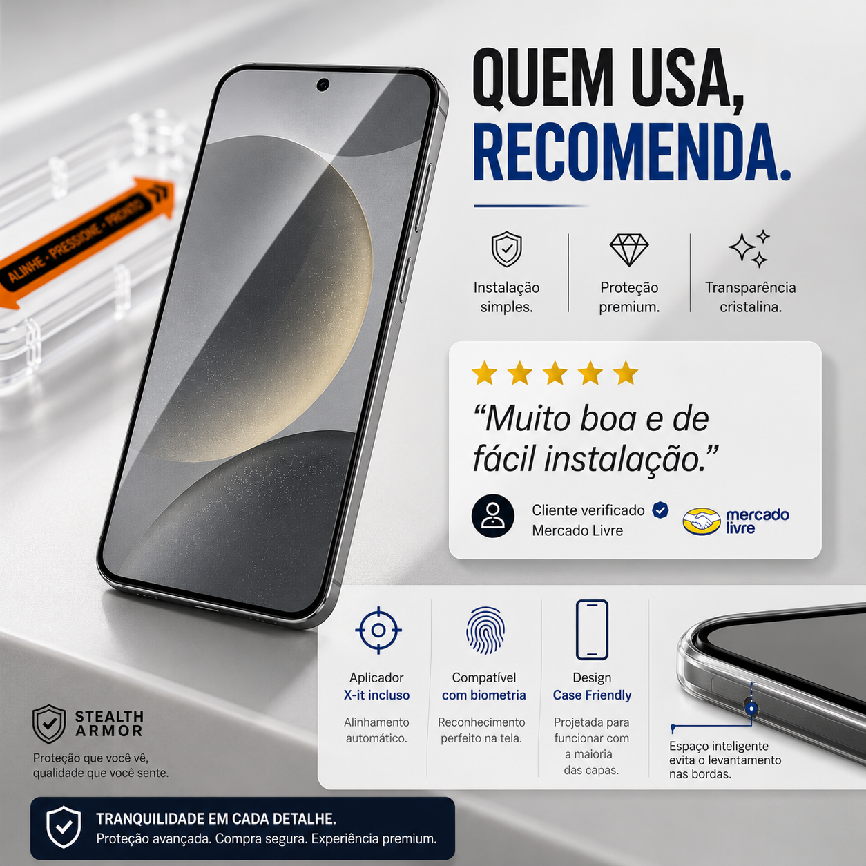 Película de Vidro 3D Stealth Armor Galaxy S26, S26 Ultra e Edge
